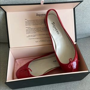 Repetto Cendrillon Ballet Flats In Red Patent Leather - Size 40